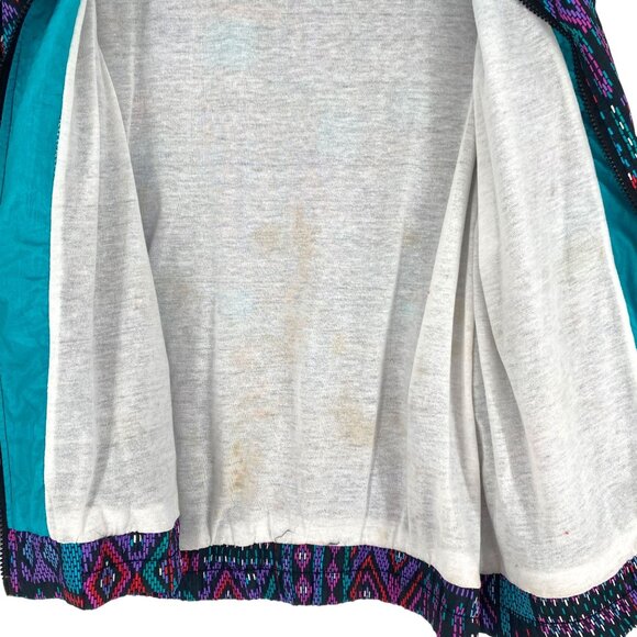 Vtg Rafael Wind Breaker Jacket FullZip Dopamine Colorful Aztec Southwest 90s XS - Picture 7 of 11